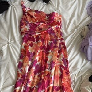 Hello Molly Asymmetrical Dress in Pink and Orange Floral